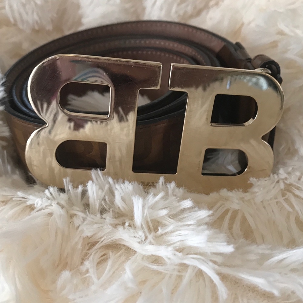 Ballys Mirrored B Stamped Leather Belt
